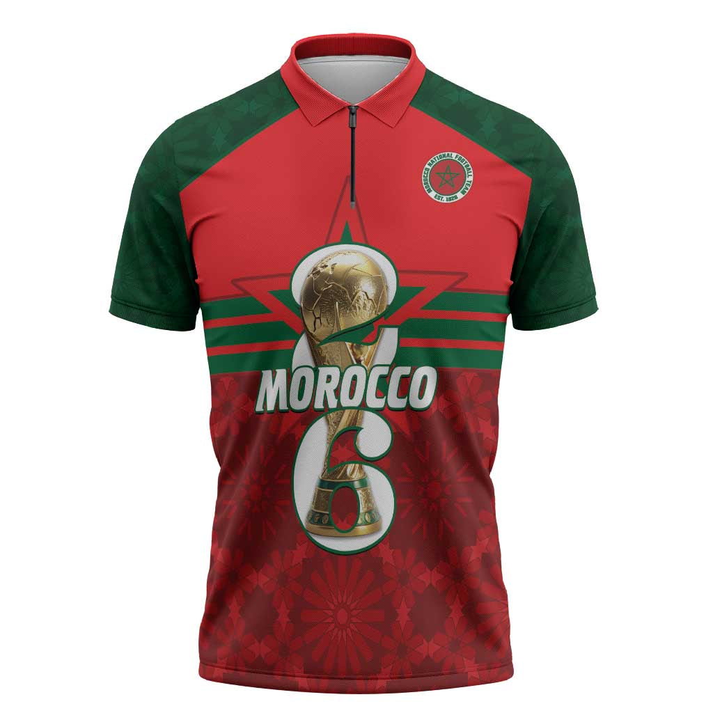 Personalized Morocco Football Zipper Polo Shirt 2026 Come On Atlas Lions - Wonder Print Shop