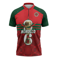 Personalized Morocco Football Zipper Polo Shirt 2026 Come On Atlas Lions - Wonder Print Shop