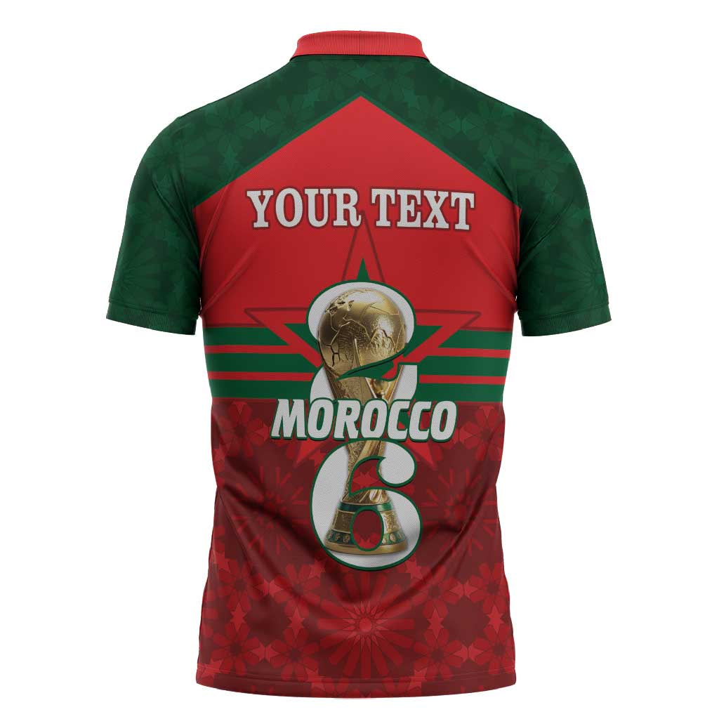 Personalized Morocco Football Zipper Polo Shirt 2026 Come On Atlas Lions - Wonder Print Shop