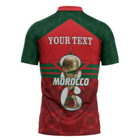 Personalized Morocco Football Zipper Polo Shirt 2026 Come On Atlas Lions - Wonder Print Shop