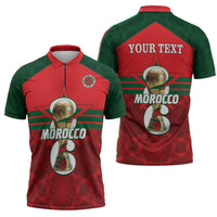 Personalized Morocco Football Zipper Polo Shirt 2026 Come On Atlas Lions - Wonder Print Shop