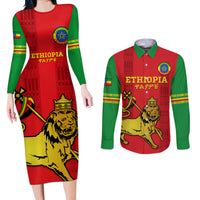 Custom Ethiopia Football Couples Matching Long Sleeve Bodycon Dress and Long Sleeve Button Shirt 2024 Go Champions Walia Ibex - Wonder Print Shop