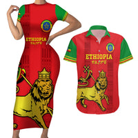 Custom Ethiopia Football Couples Matching Short Sleeve Bodycon Dress and Hawaiian Shirt 2024 Go Champions Walia Ibex - Wonder Print Shop