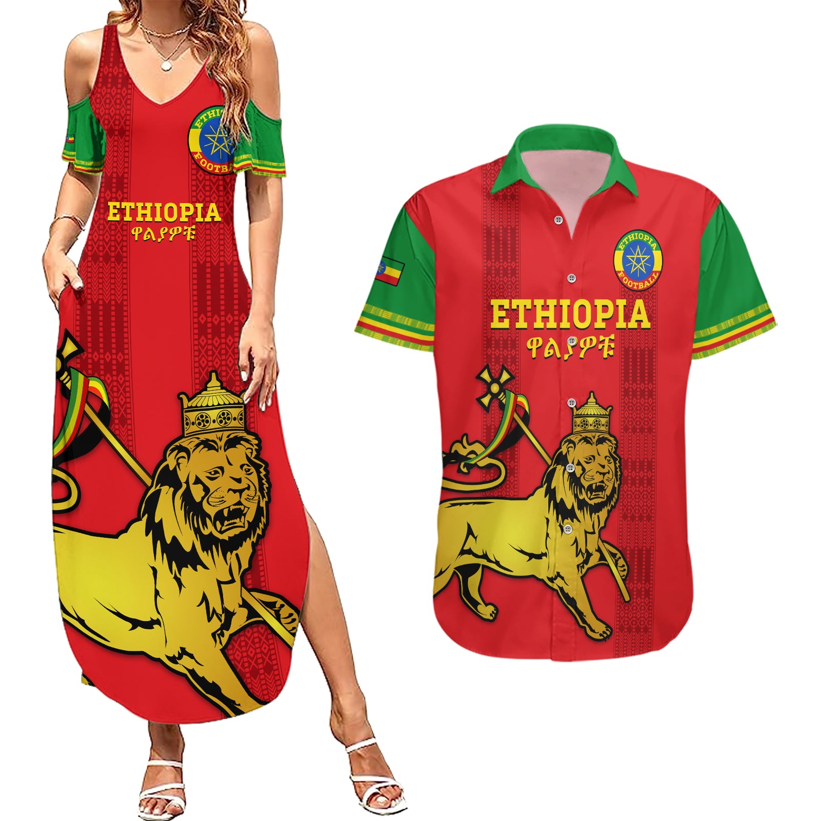 Custom Ethiopia Football Couples Matching Summer Maxi Dress and Hawaiian Shirt 2024 Go Champions Walia Ibex