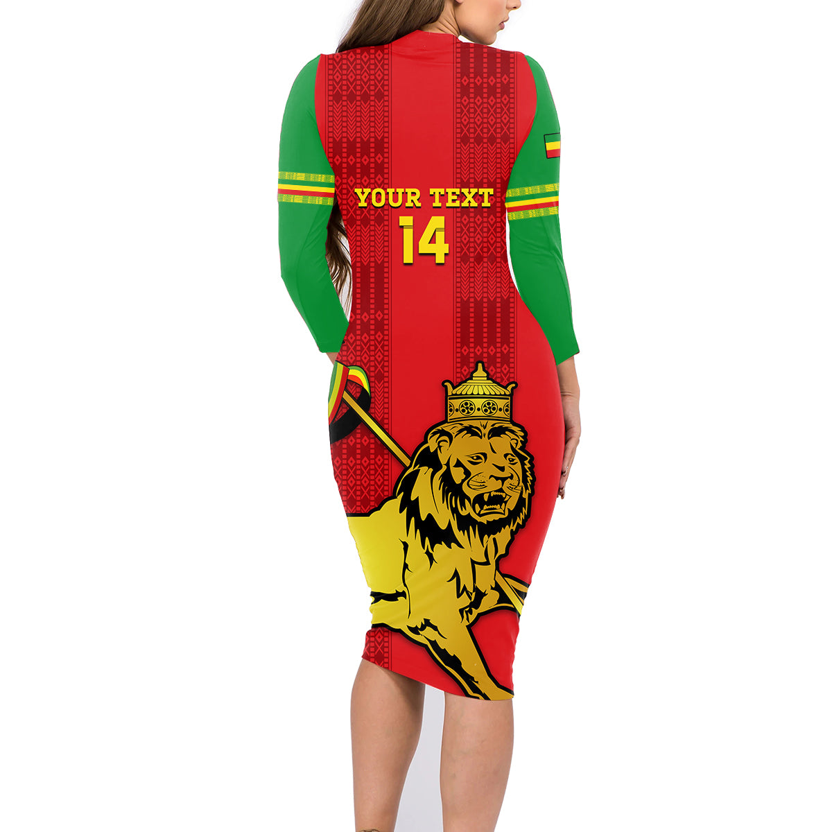 Custom Ethiopia Football Family Matching Long Sleeve Bodycon Dress and Hawaiian Shirt 2024 Go Champions Walia Ibex - Wonder Print Shop