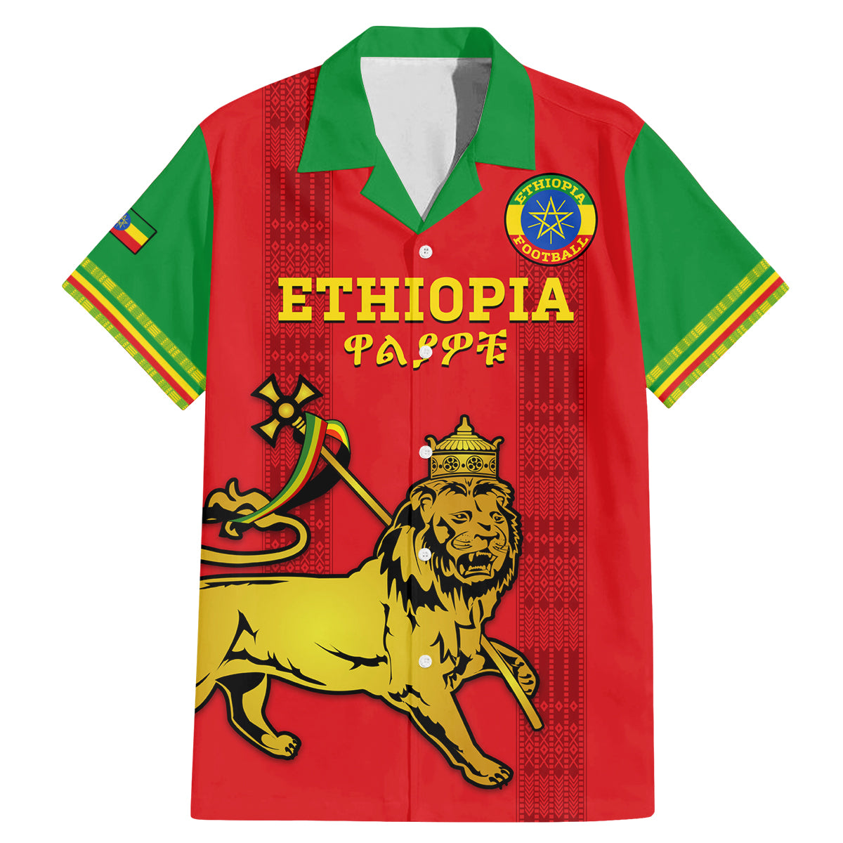 Custom Ethiopia Football Family Matching Mermaid Dress and Hawaiian Shirt 2024 Go Champions Walia Ibex - Wonder Print Shop