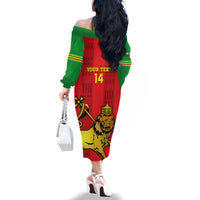 Custom Ethiopia Football Family Matching Off Shoulder Long Sleeve Dress and Hawaiian Shirt 2024 Go Champions Walia Ibex - Wonder Print Shop