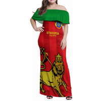 Custom Ethiopia Football Family Matching Off Shoulder Maxi Dress and Hawaiian Shirt 2024 Go Champions Walia Ibex - Wonder Print Shop