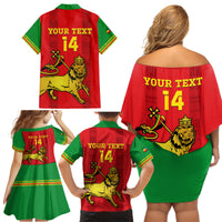 Custom Ethiopia Football Family Matching Off Shoulder Short Dress and Hawaiian Shirt 2024 Go Champions Walia Ibex - Wonder Print Shop