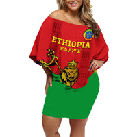 Custom Ethiopia Football Family Matching Off Shoulder Short Dress and Hawaiian Shirt 2024 Go Champions Walia Ibex - Wonder Print Shop