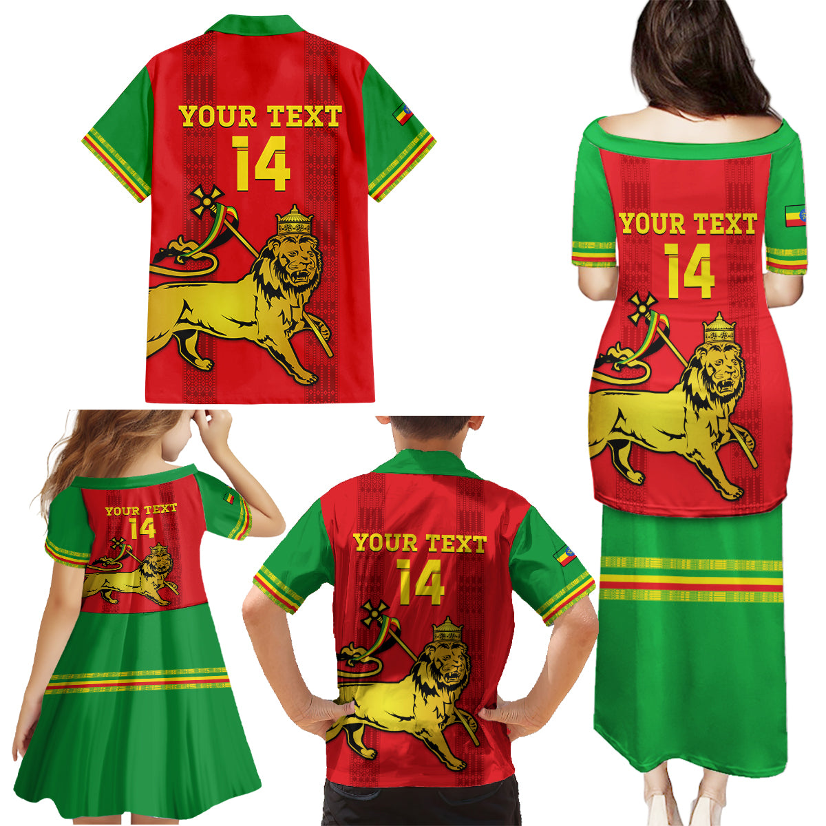 Custom Ethiopia Football Family Matching Puletasi and Hawaiian Shirt 2024 Go Champions Walia Ibex - Wonder Print Shop