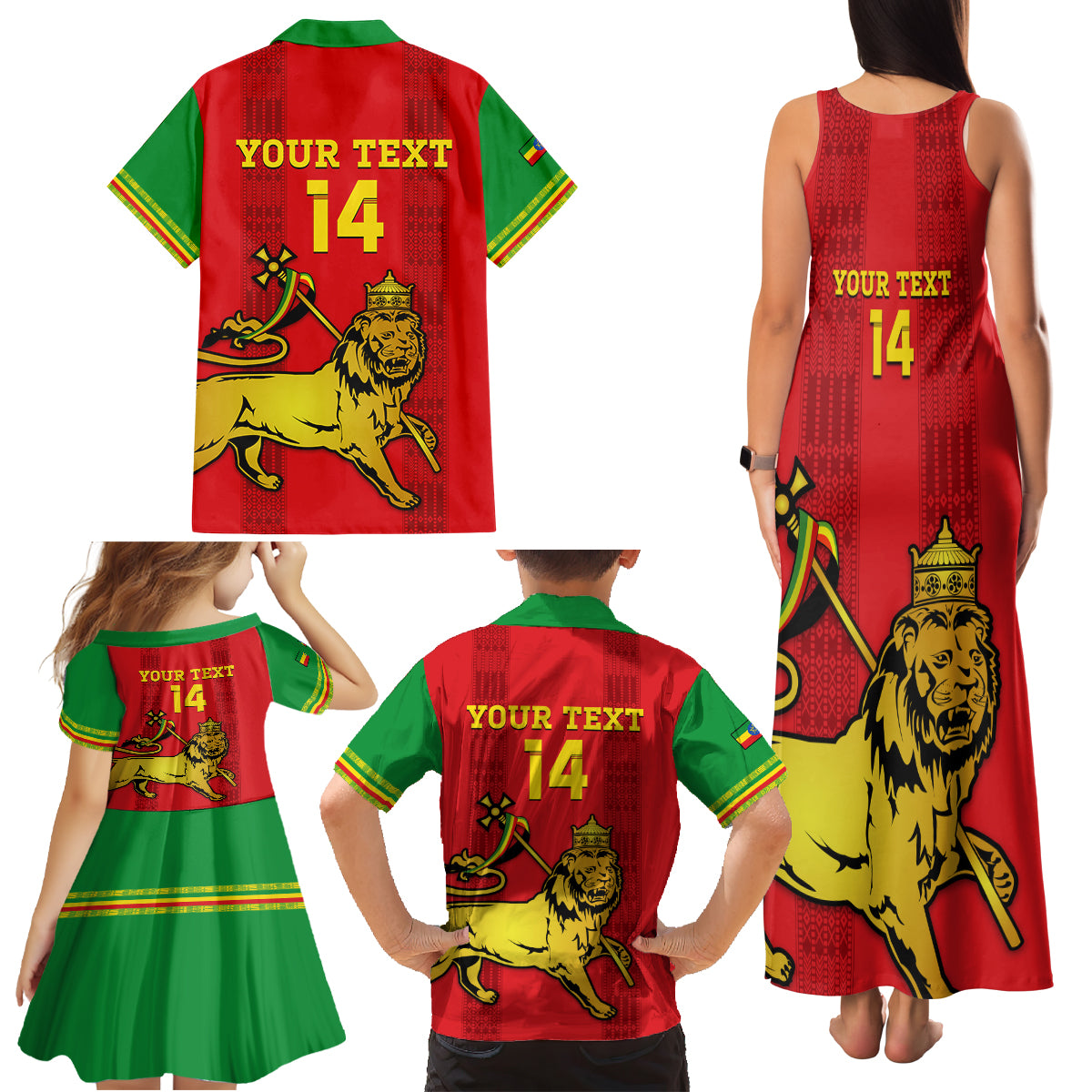 Custom Ethiopia Football Family Matching Tank Maxi Dress and Hawaiian Shirt 2024 Go Champions Walia Ibex - Wonder Print Shop