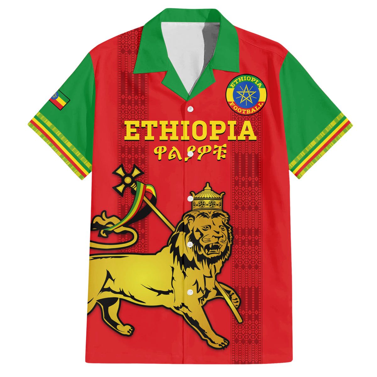 Custom Ethiopia Football Hawaiian Shirt 2024 Go Champions Walia Ibex - Wonder Print Shop