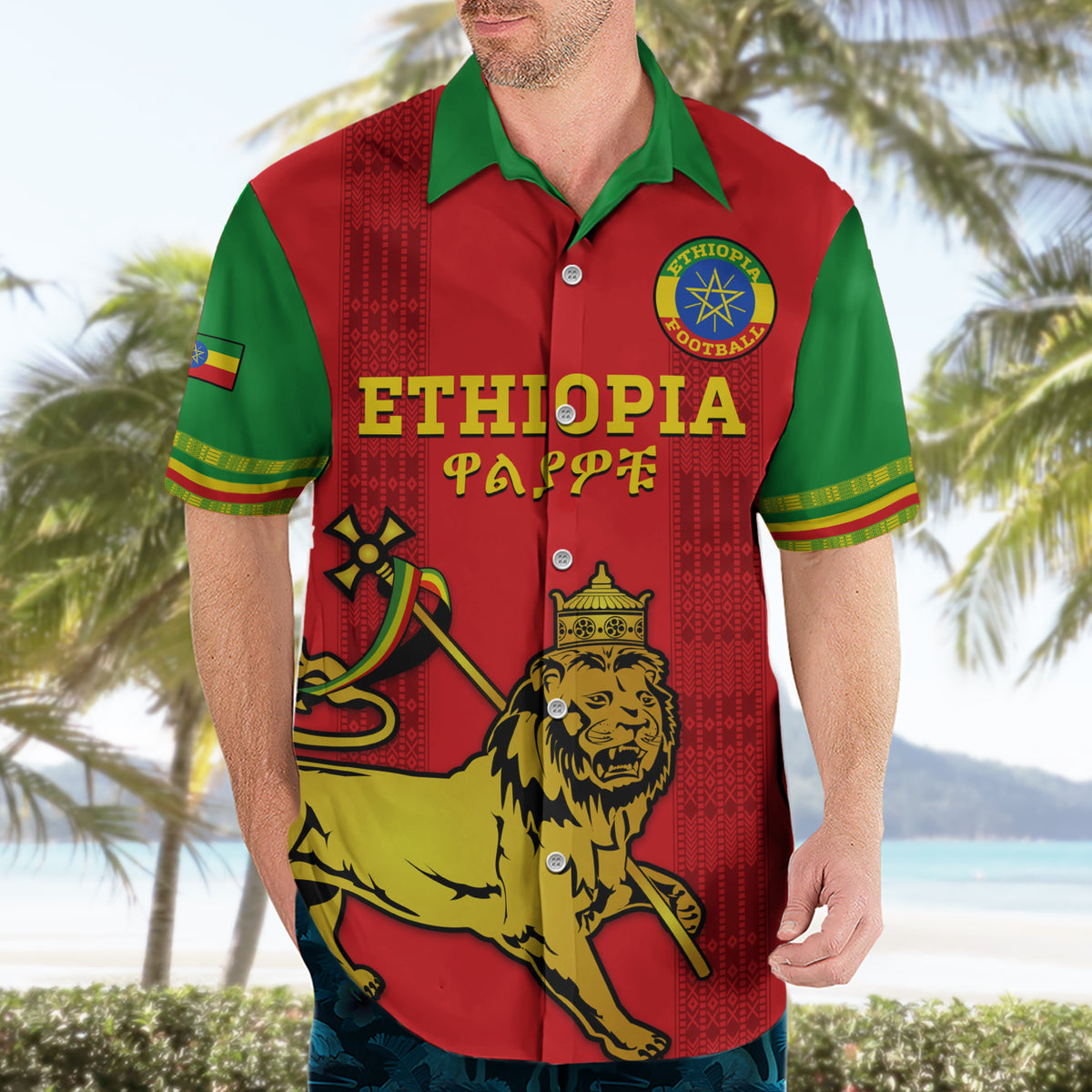 Custom Ethiopia Football Hawaiian Shirt 2024 Go Champions Walia Ibex - Wonder Print Shop
