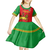 Custom Ethiopia Football Kid Short Sleeve Dress 2024 Go Champions Walia Ibex - Wonder Print Shop