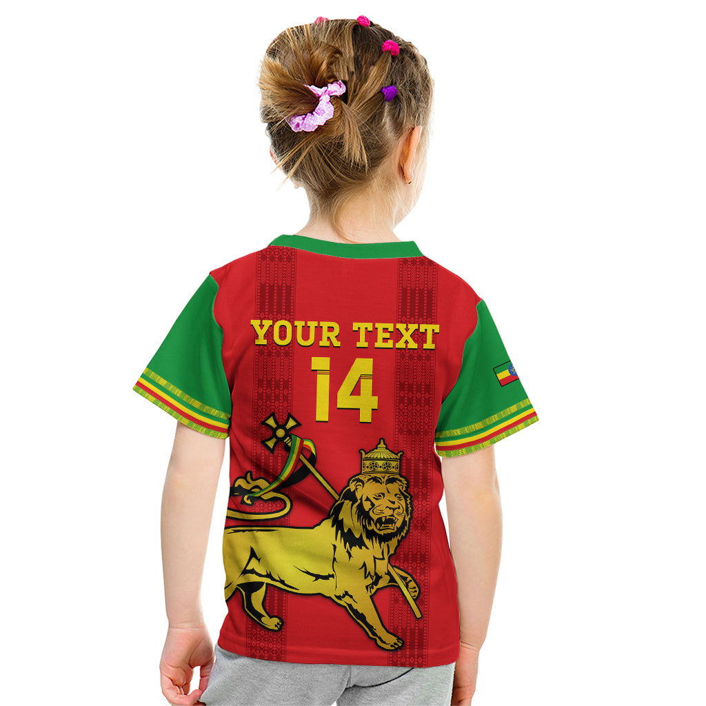 Custom Ethiopia Football Kid T Shirt 2024 Go Champions Walia Ibex - Wonder Print Shop