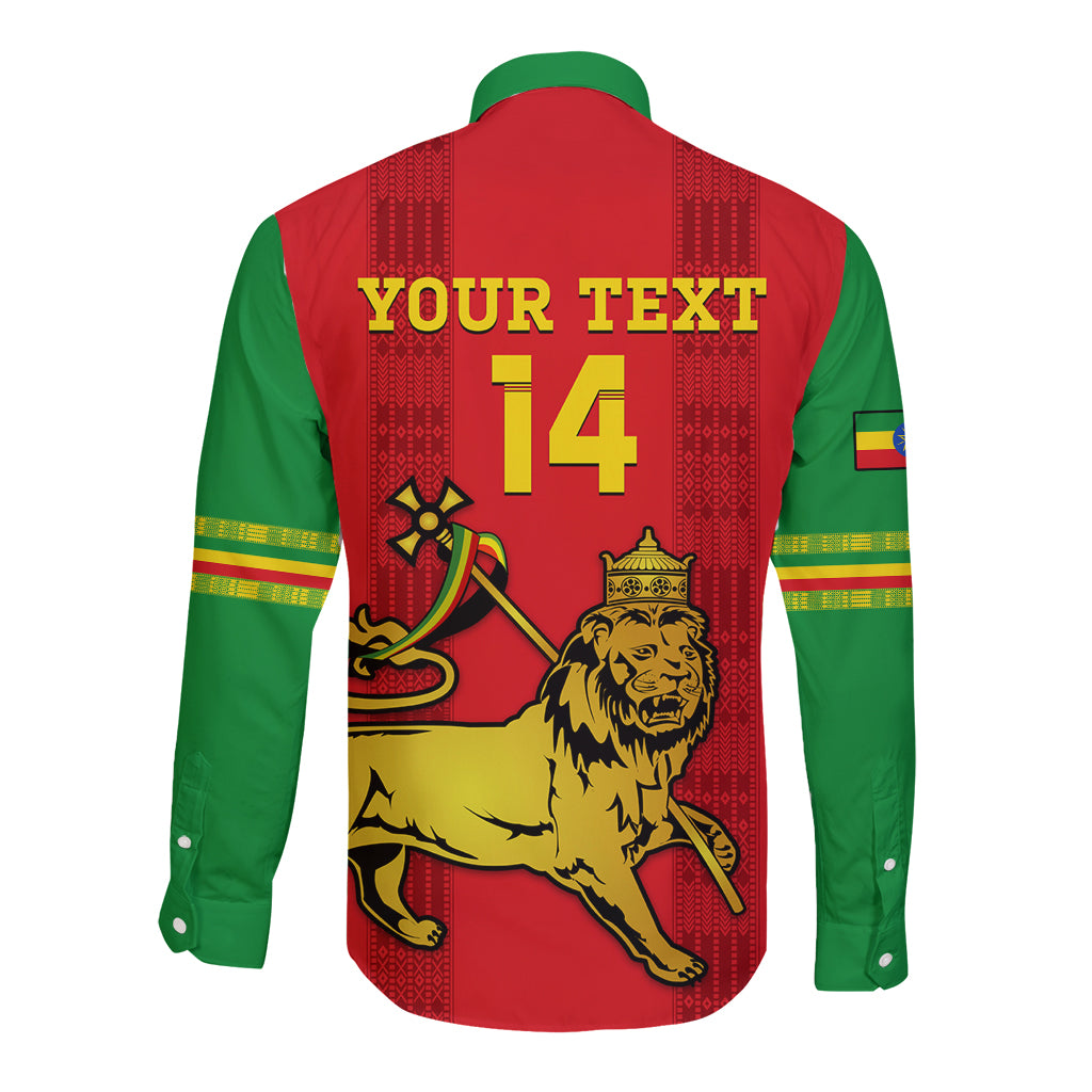 Custom Ethiopia Football Long Sleeve Button Shirt 2024 Go Champions Walia Ibex - Wonder Print Shop