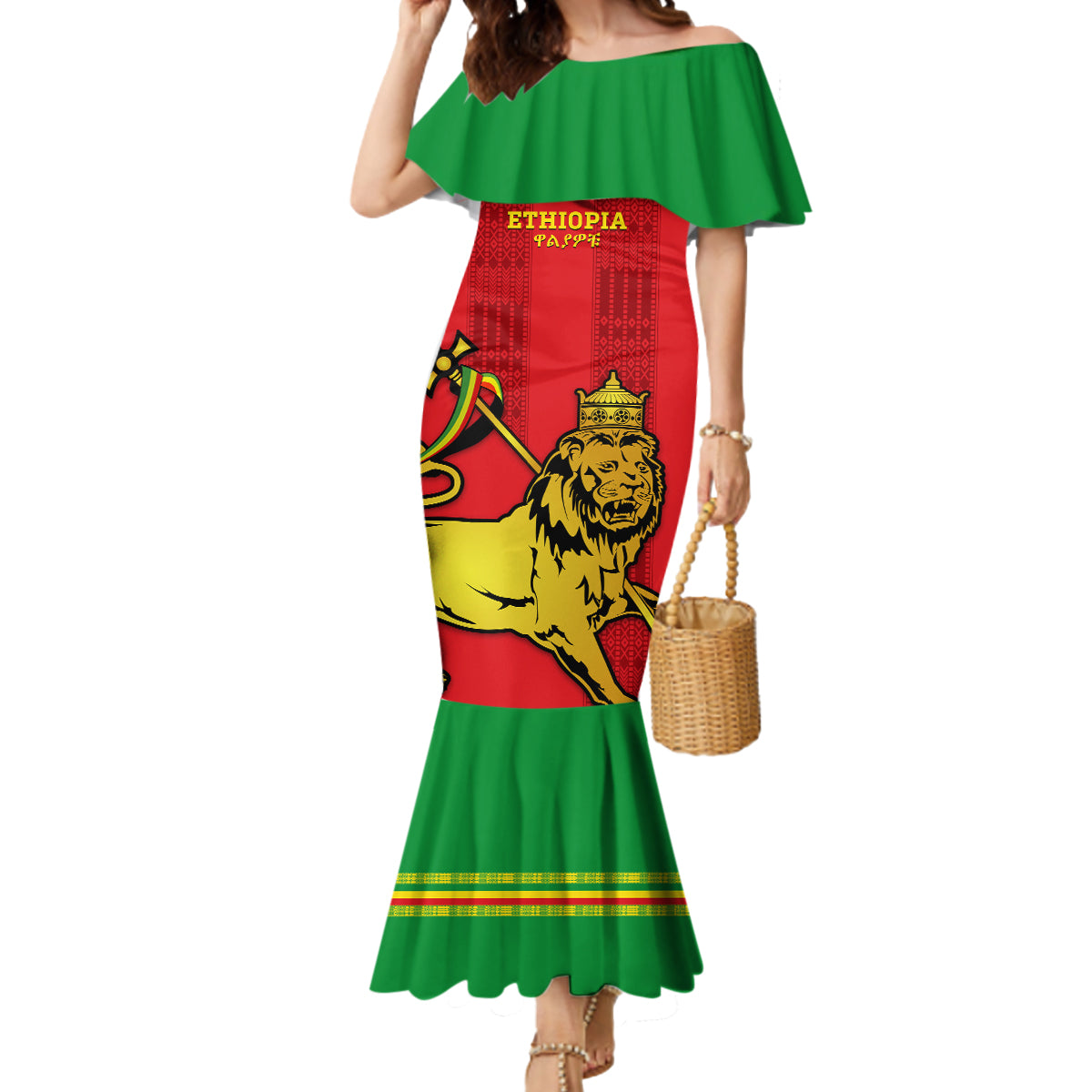 Custom Ethiopia Football Mermaid Dress 2024 Go Champions Walia Ibex - Wonder Print Shop
