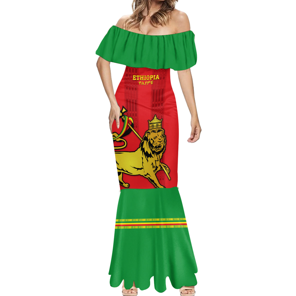 Custom Ethiopia Football Mermaid Dress 2024 Go Champions Walia Ibex - Wonder Print Shop