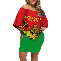 Custom Ethiopia Football Off Shoulder Short Dress 2024 Go Champions Walia Ibex - Wonder Print Shop