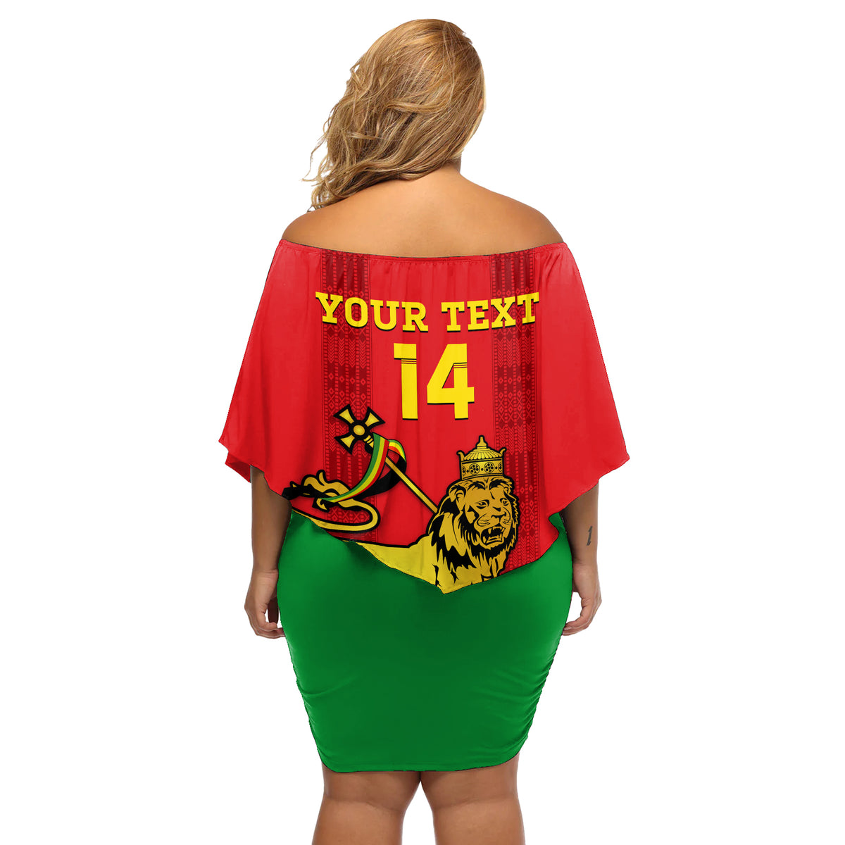 Custom Ethiopia Football Off Shoulder Short Dress 2024 Go Champions Walia Ibex - Wonder Print Shop