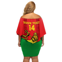 Custom Ethiopia Football Off Shoulder Short Dress 2024 Go Champions Walia Ibex - Wonder Print Shop