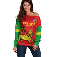 Custom Ethiopia Football Off Shoulder Sweater 2024 Go Champions Walia Ibex - Wonder Print Shop