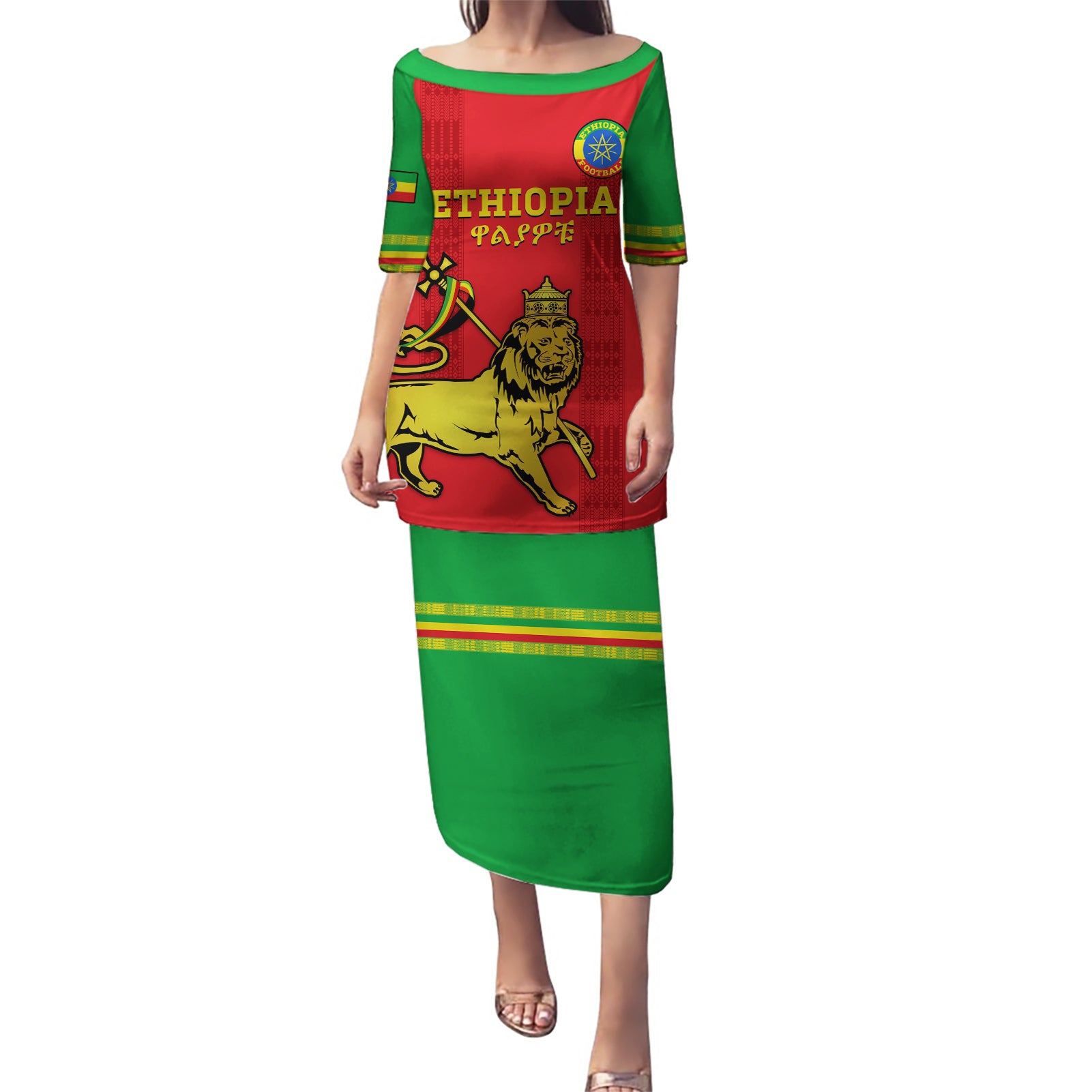 Custom Ethiopia Football Puletasi 2024 Go Champions Walia Ibex - Wonder Print Shop