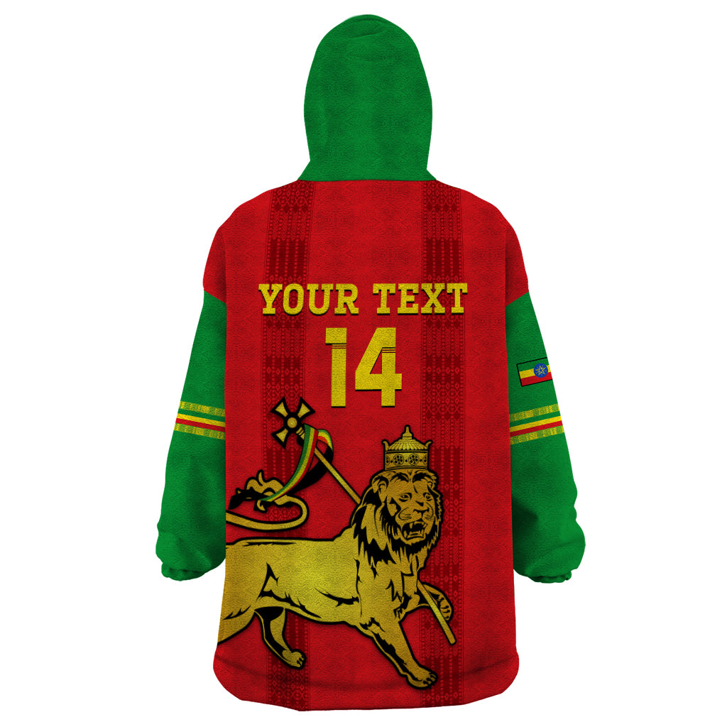 Custom Ethiopia Football Wearable Blanket Hoodie 2024 Go Champions Walia Ibex - Wonder Print Shop