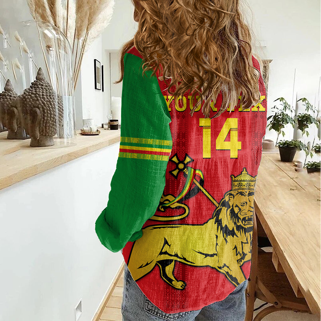 Custom Ethiopia Football Women Casual Shirt 2024 Go Champions Walia Ibex - Wonder Print Shop