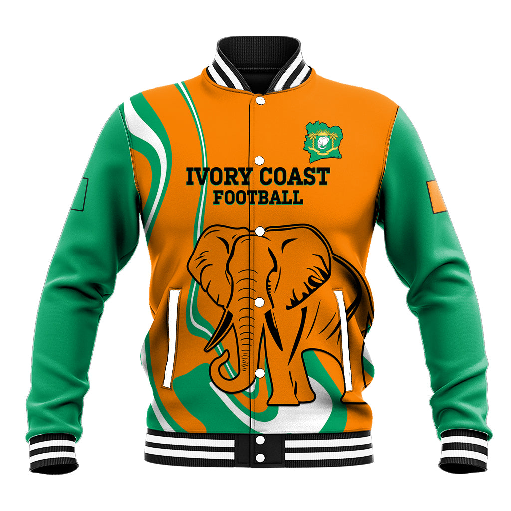 Custom Ivory Coast Football Baseball Jacket 2024 Go Champions Les Elephants - Wonder Print Shop