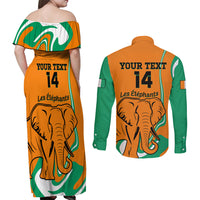 Custom Ivory Coast Football Couples Matching Off Shoulder Maxi Dress and Long Sleeve Button Shirt 2024 Go Champions Les Elephants - Wonder Print Shop
