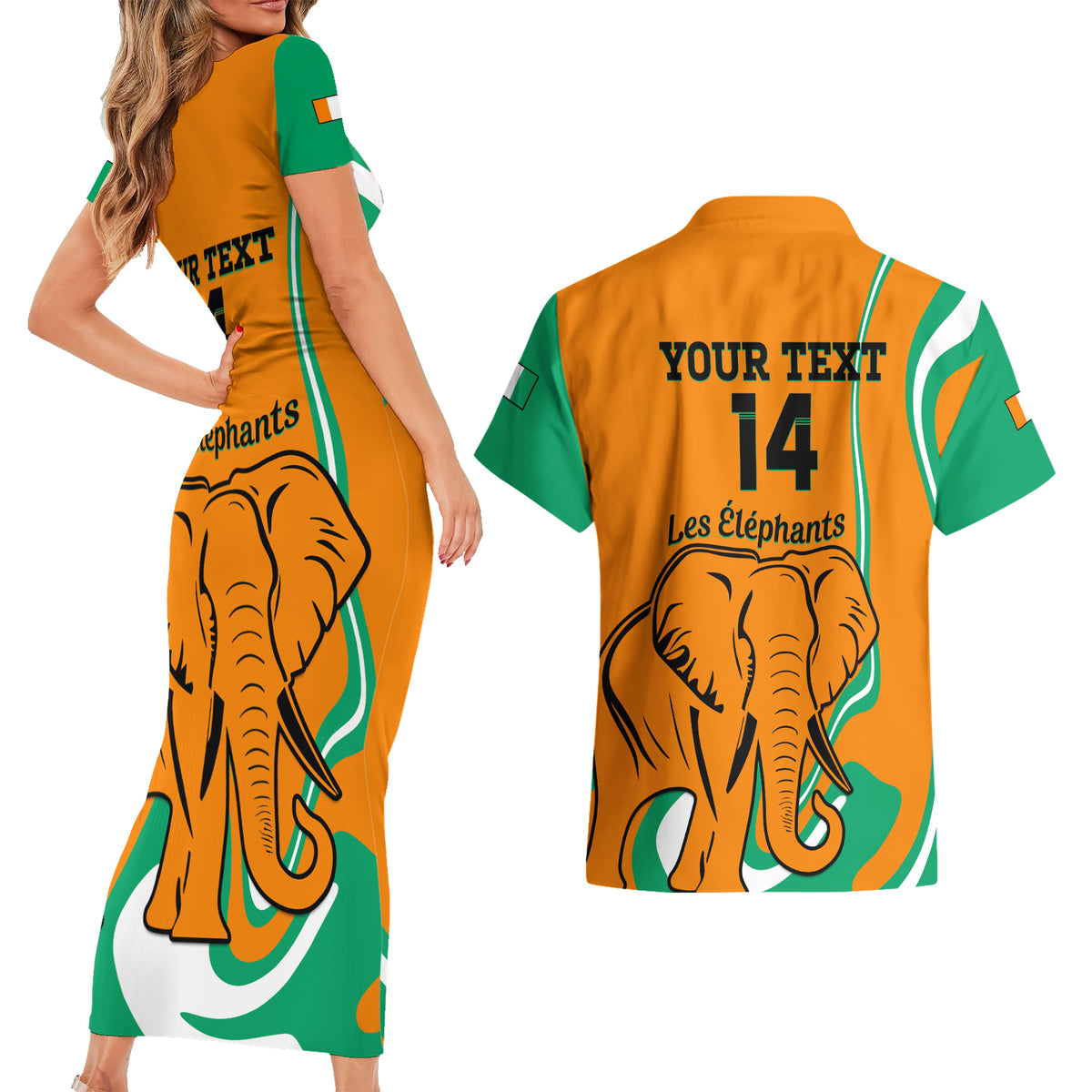 Custom Ivory Coast Football Couples Matching Short Sleeve Bodycon Dress and Hawaiian Shirt 2024 Go Champions Les Elephants - Wonder Print Shop