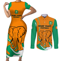 Custom Ivory Coast Football Couples Matching Short Sleeve Bodycon Dress and Long Sleeve Button Shirt 2024 Go Champions Les Elephants - Wonder Print Shop