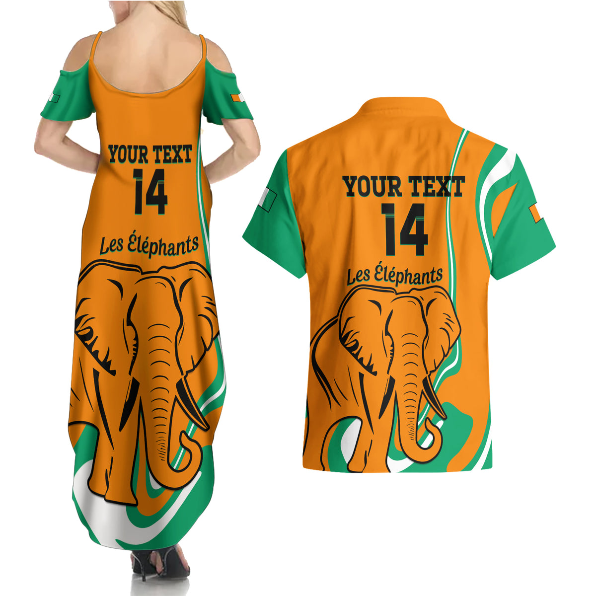 Custom Ivory Coast Football Couples Matching Summer Maxi Dress and Hawaiian Shirt 2024 Go Champions Les Elephants - Wonder Print Shop