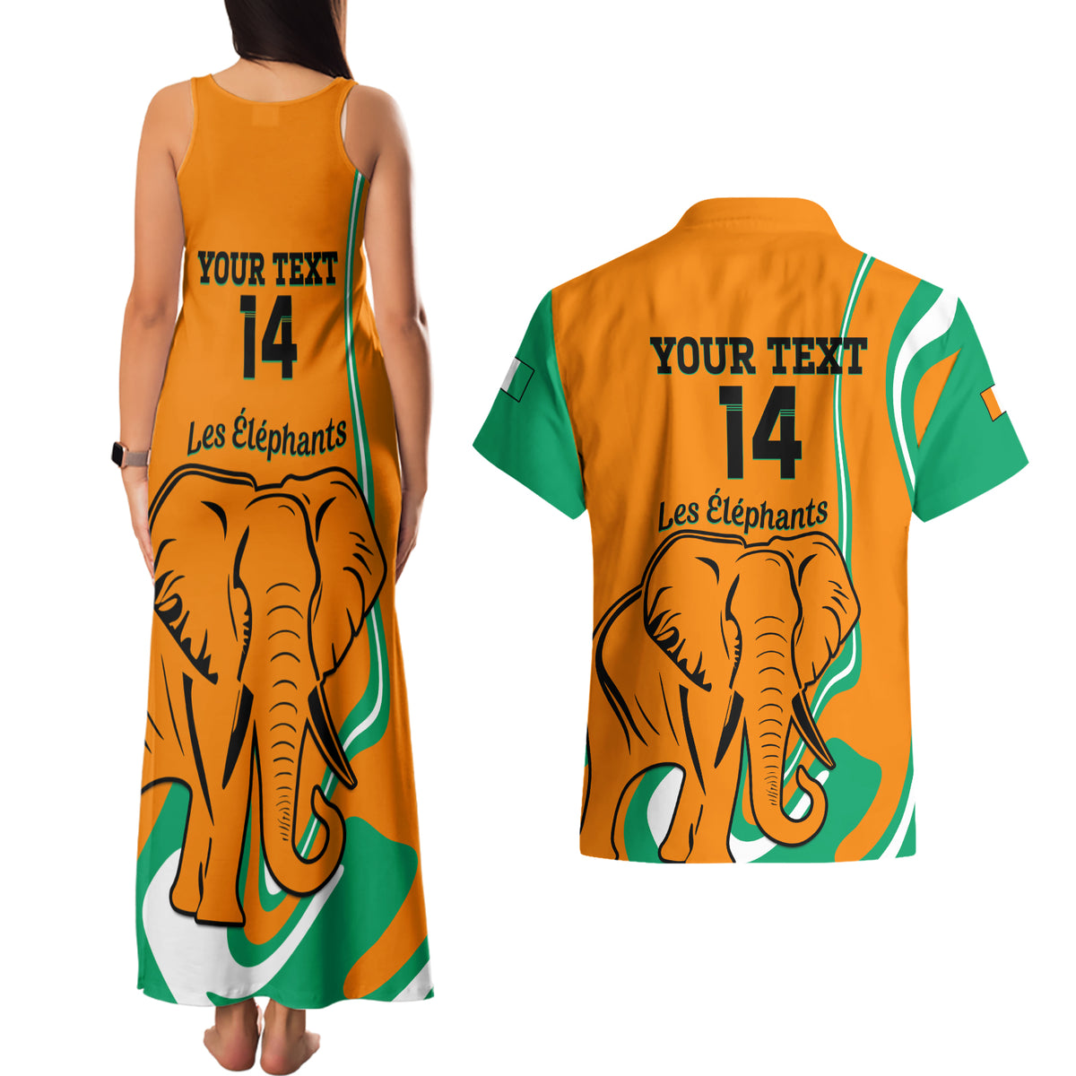 Custom Ivory Coast Football Couples Matching Tank Maxi Dress and Hawaiian Shirt 2024 Go Champions Les Elephants - Wonder Print Shop