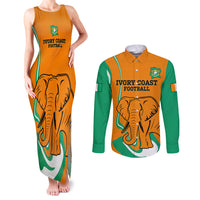 Custom Ivory Coast Football Couples Matching Tank Maxi Dress and Long Sleeve Button Shirt 2024 Go Champions Les Elephants - Wonder Print Shop