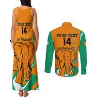 Custom Ivory Coast Football Couples Matching Tank Maxi Dress and Long Sleeve Button Shirt 2024 Go Champions Les Elephants - Wonder Print Shop