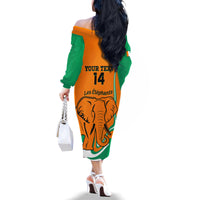 Custom Ivory Coast Football Family Matching Off Shoulder Long Sleeve Dress and Hawaiian Shirt 2024 Go Champions Les Elephants - Wonder Print Shop