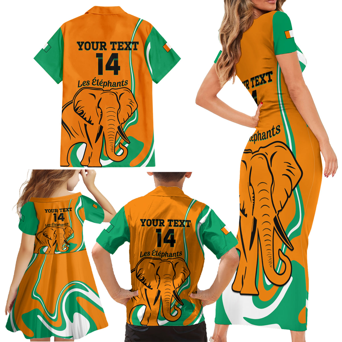 Custom Ivory Coast Football Family Matching Short Sleeve Bodycon Dress and Hawaiian Shirt 2024 Go Champions Les Elephants - Wonder Print Shop