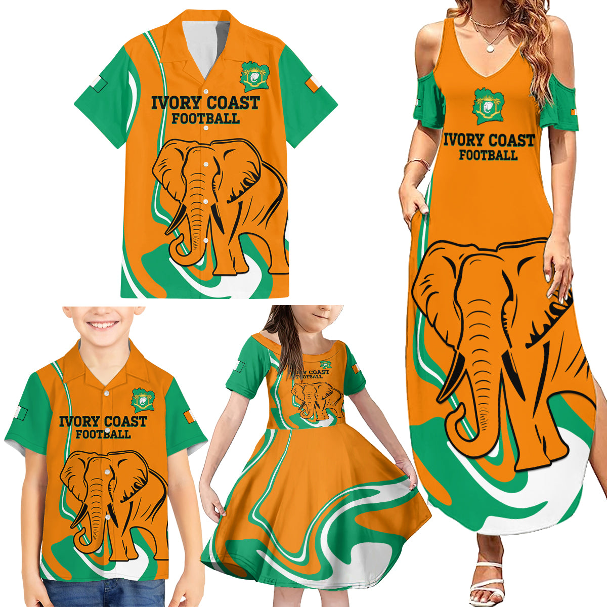 Custom Ivory Coast Football Family Matching Summer Maxi Dress and Hawaiian Shirt 2024 Go Champions Les Elephants - Wonder Print Shop