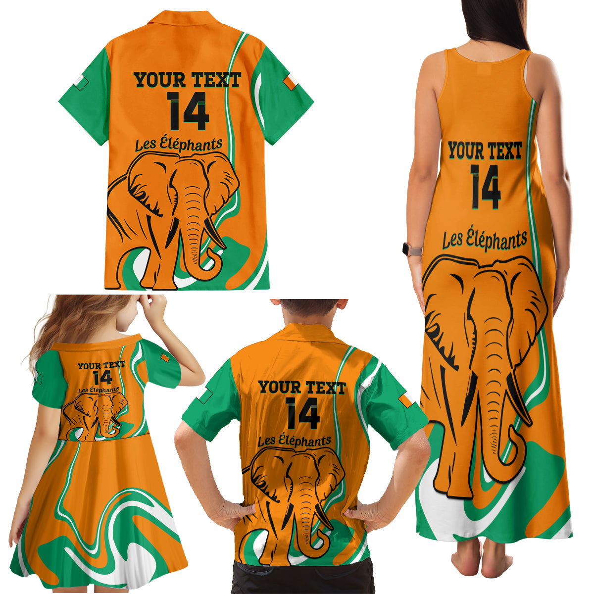 Custom Ivory Coast Football Family Matching Tank Maxi Dress and Hawaiian Shirt 2024 Go Champions Les Elephants - Wonder Print Shop