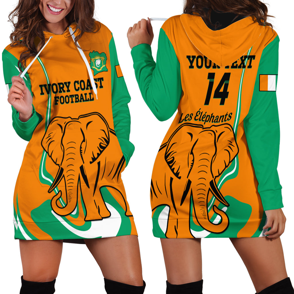 Custom Ivory Coast Football Hoodie Dress 2024 Go Champions Les Elephants - Wonder Print Shop