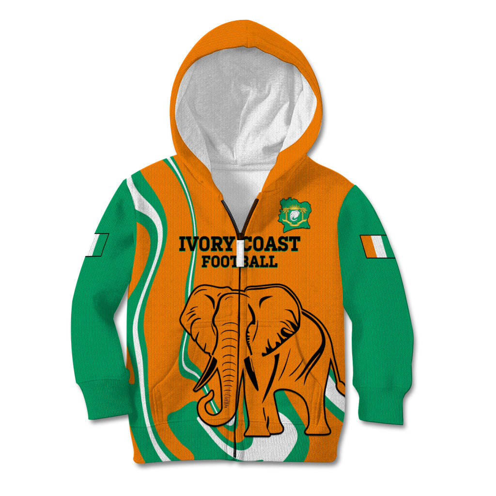 Custom Ivory Coast Football Kid Hoodie 2024 Go Champions Les Elephants - Wonder Print Shop