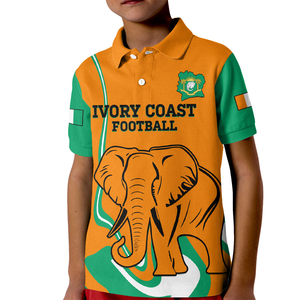 Custom Ivory Coast Football Kid Polo Shirt 2024 Go Champions Les Elephants - Wonder Print Shop