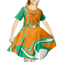 Custom Ivory Coast Football Kid Short Sleeve Dress 2024 Go Champions Les Elephants - Wonder Print Shop