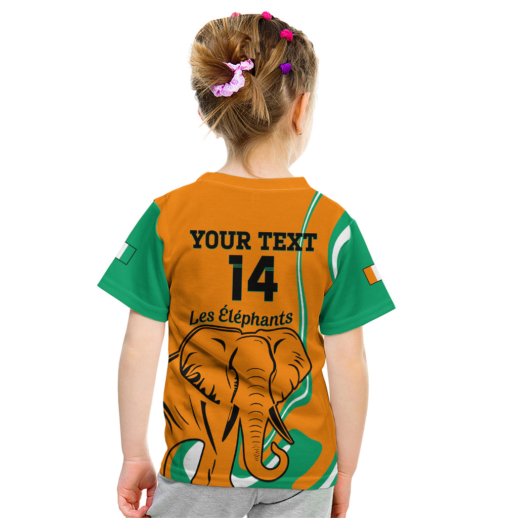 Custom Ivory Coast Football Kid T Shirt 2024 Go Champions Les Elephants - Wonder Print Shop