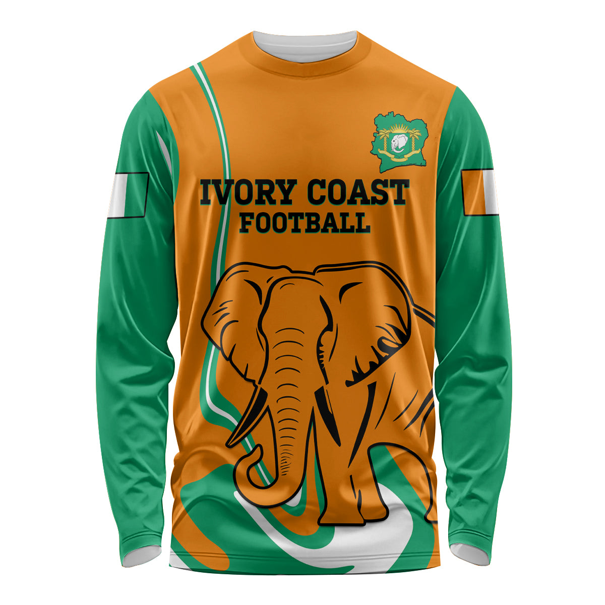 Custom Ivory Coast Football Long Sleeve Shirt 2024 Go Champions Les Elephants - Wonder Print Shop