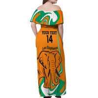 Custom Ivory Coast Football Off Shoulder Maxi Dress 2024 Go Champions Les Elephants - Wonder Print Shop