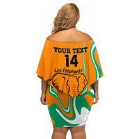 Custom Ivory Coast Football Off Shoulder Short Dress 2024 Go Champions Les Elephants - Wonder Print Shop